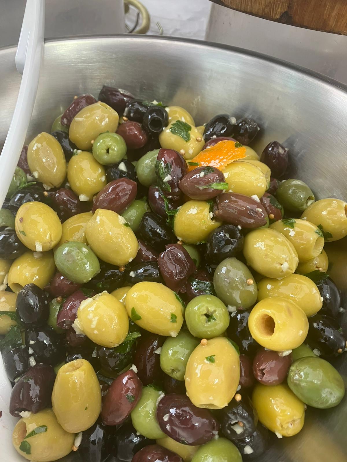 Bespoke handmade marinated olives with herbs